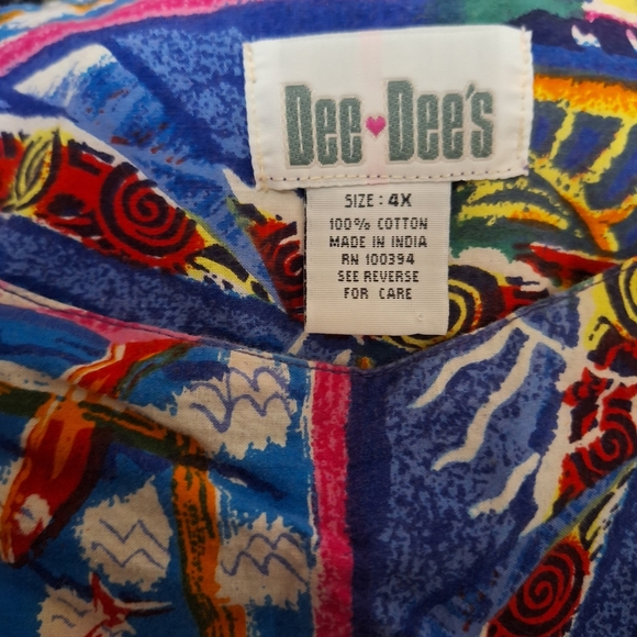 Vintage Dee Dees Abstract & Geometric Pattern Boho Mumu Dress Fun & Funky Sz 4X - Picture 4 of 6